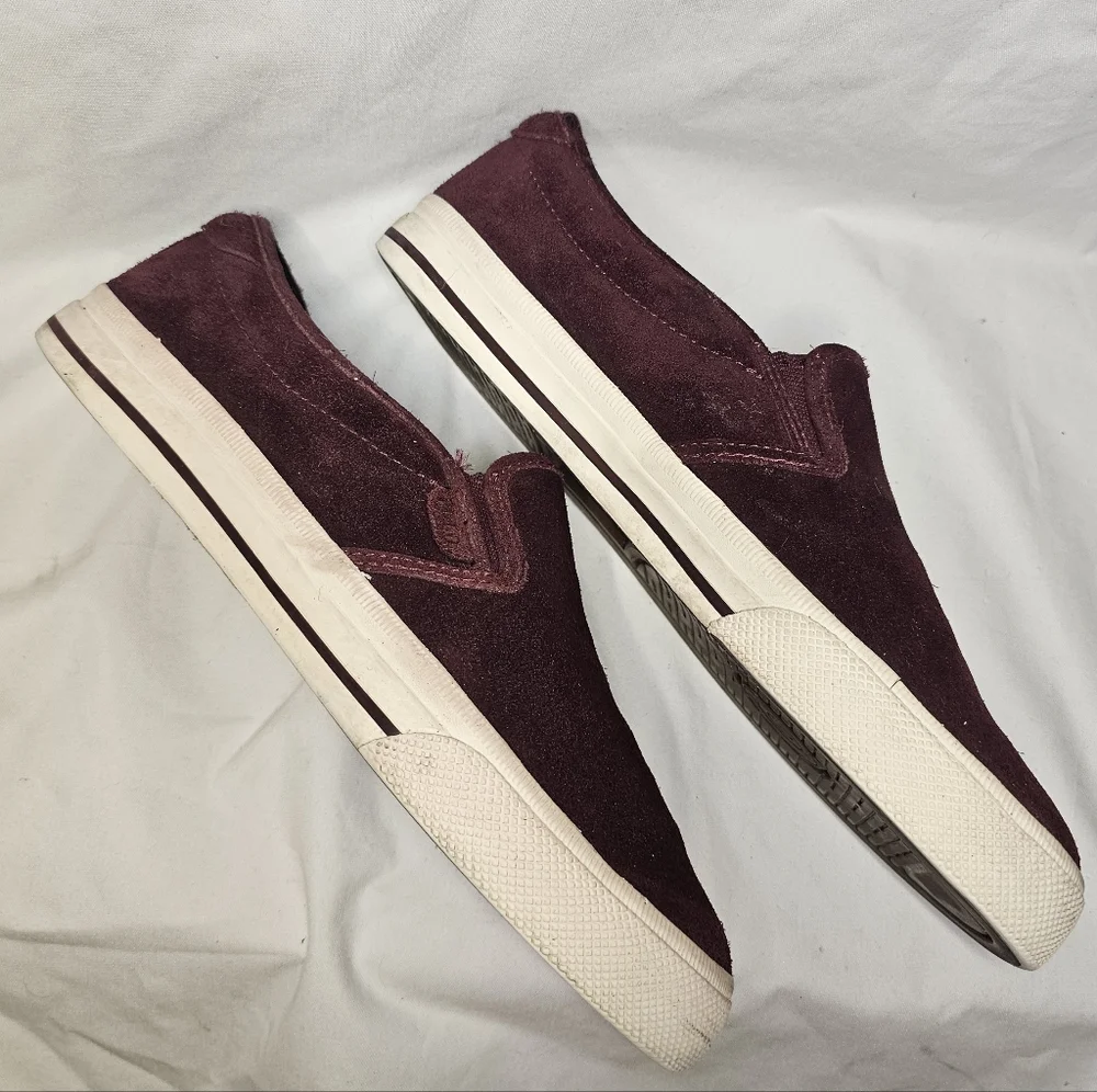 Polo Ralph Lauren Vaughn Shoes - Men's Size 10 - Burgundy Suede Slip-On Sneakers